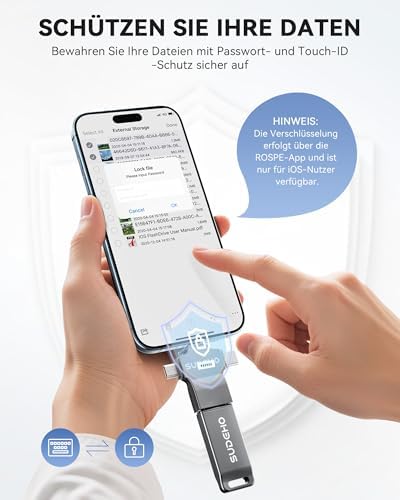 MFi - Chiavetta USB da 128 GB per iPhone, 4 in 1, in metallo, colore: nero