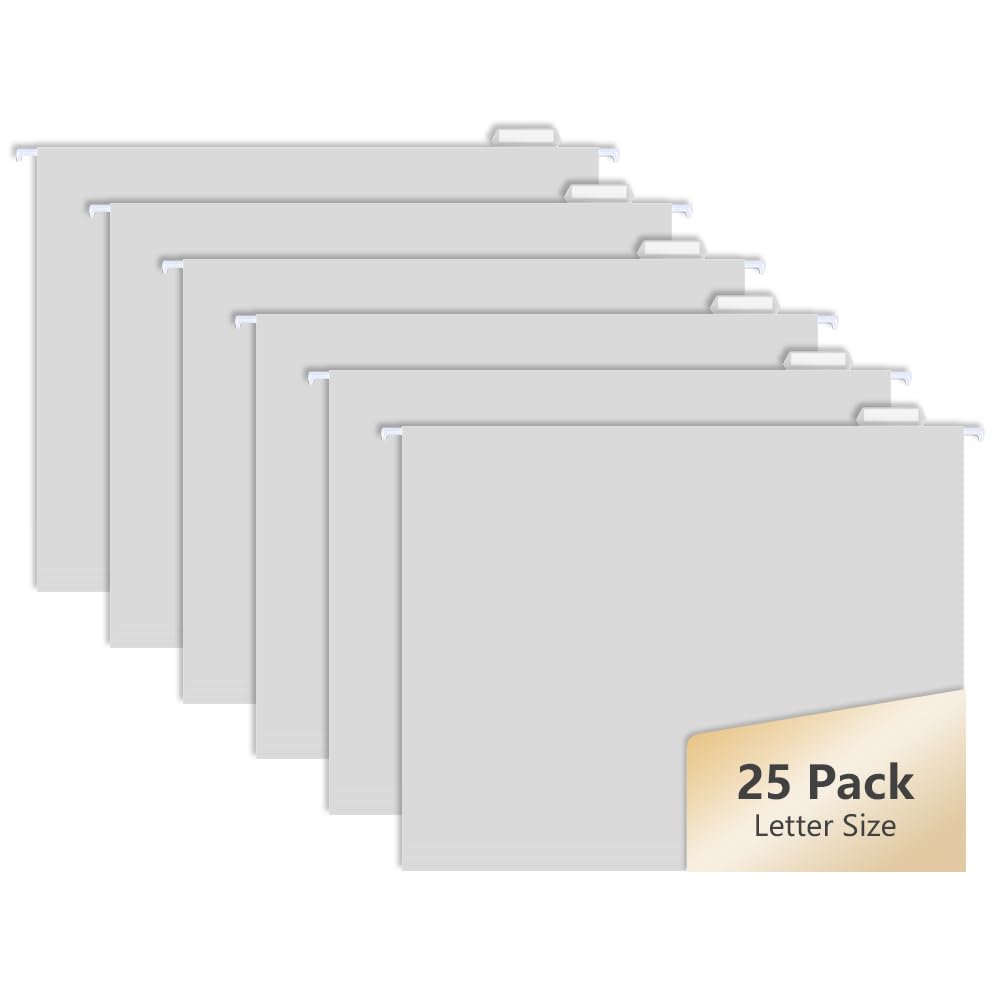 Photo 1 of 25pcs MagDurnus Grey Hanging File Folders, Pastel Color Design,Letter Size with 1/5 Adjustable Cut Tabs,Decorative,Drawer,Desk and Cabinet Use