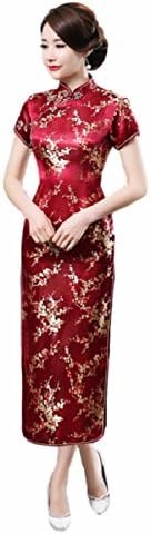 Chinese Dress Women's Cheongsam Long Dragon Flower Printing National Costume Evening Prom Vintage Floral Flare Pencil