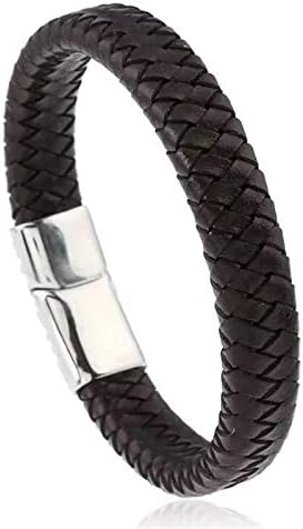UYTSXFH Vintage Leather Bracelet Leather Braid Bracelet with Magnetic Clasp for Men Women