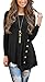 Jouica Women's Long Sleeve Casual Scoop Neck Button Side Shirt Blouse Tunic Top