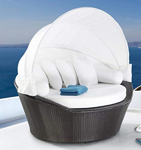 DEKO VERTRIEB BAYERN XXL Premium Rattan Sonneninsel Set Strandmuschel-Strandkorb Gartenliege Lounge inkl. Spedition