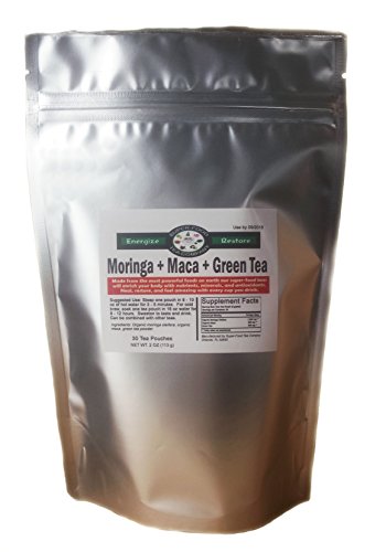 30 Moringa + Green Tea + Maca Root SuperFood Tea Bags | Original Blend • Top Nutrition & Benefits