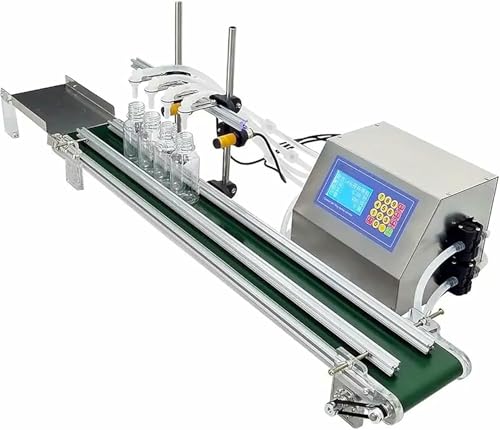 MSWEGKRE 4-Head Automatic Liquid Filling Machine, Digital Control Liquid Filler Machine, with Belt Conveyor Desktop Version, for Beverage, Soy Sauce Vinegar, Edible Oil~/