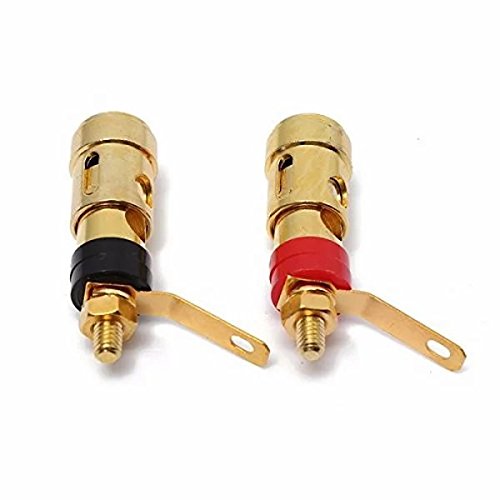 Goliton 2PCS Plated Brass Speaker Binding Post Spring Loaded Press Subwoofer Basket Terminal