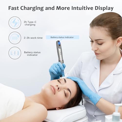 Dr. Pen M8S Microneedling Pen, Original Dr. Pen Machine Microneedle Wireless Professional Microneedling Pen Kit for Face Body Hair Beard Growth Gift – 8 Cartridges