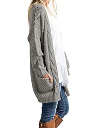 Traleubie Boho Boyfriend Chunky Cardigan suéter de manga larga con frente abierto para mujer
