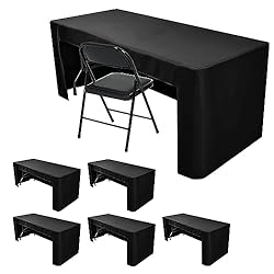 Nasitos 6 Pack Black Fitted Table Covers for 4 Foot