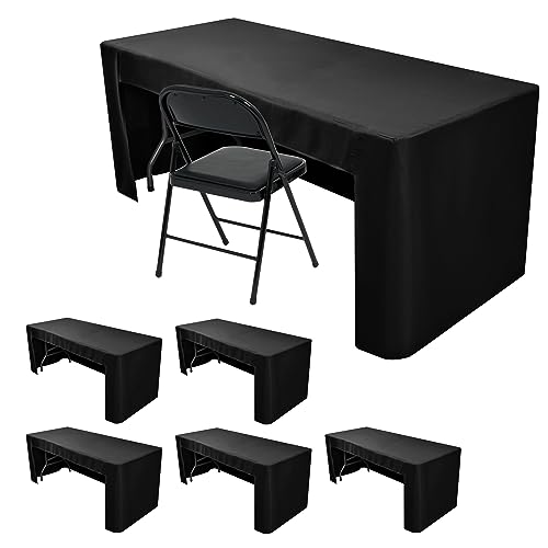 Photo 1 of Nasitos 6 Pack Fitted Tablecloths for 6 Foot Tables Black Trade Show Table Covers-Open Back Washable Vendor Table Cloth for Craft Show, Events