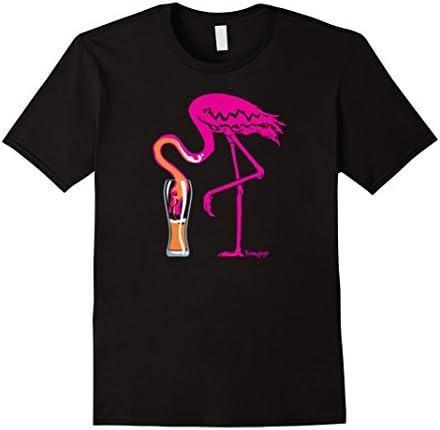 Mens Fun Beer Lover's Flamingo Party T-Shirt Large Black