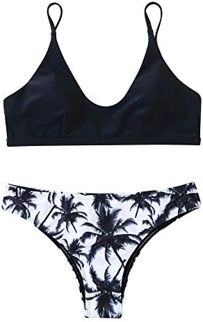 MOOSKINI Womens Padded Two Piece Bikini Set Printed Leaf Swimsuit Cheeky Bathing Suit