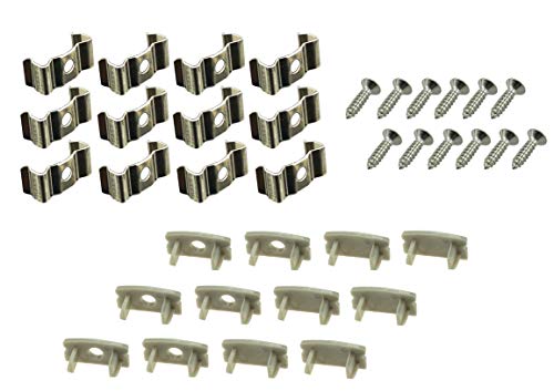 Muzata LED Channel Mounting Clips and End Caps Suit for Most U Shape Aluminum Channel,for Universal U-Shape LU1,12-Pack LCU1 WW,Series LA1