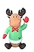 4 Foot Christmas Inflatable Cute Smiling Reindeer Holly Garden Blow-up Decor Lights Decor Outdoor Indoor Holiday Decorations, Blow up Lighted Yard Decor, Lawn Inflatables Home Family Outside