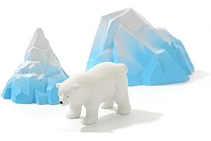 Liahelianx 3Pcs Realistic Iceberg Aquarium Decorations Set with Polar Bear Statue & Igloo, Arctic Underwater Landscape Figuri