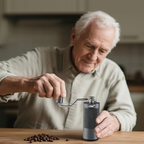 Manual Coffee Bean Grinder, Small Professional Coffee Grinder with 90 Adjustable Settings, Upgraded 10 Star Grinder for French Press, Pour