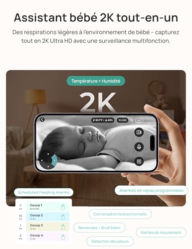 Dr.Care LumiView Plus WiFi Baby Monitor with 2 Cameras - 5.5" 1080P & 2K Display, 5000mAh Removable Battery, Privacy Mode, RGB Night Light, HD Night Vision, Crying & Motion Alert