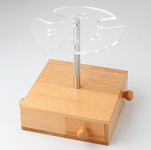 Multi Razor and Brush Stand by Shave Classic - Holds 3 Razors, 3 Shaving Brushes & 4 Storage Drawers - Natural Wood, Clear Acrylic & Stainless Steel