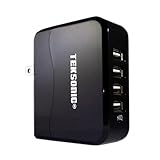 Wall Charger, tekSonic 4-Port 25W Home Travel USB Wall Charger [Black] AC Power Charging Adapter Plug for iPhone 7, 6 Plus, 5, 5s, 5c, iPad, iPod, Samsung S7, S6, S5, S4, Note 5