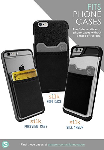 Silk Stick-on Phone Wallet - Sidecar Slim Expandable Credit Card Pocket - Fits iPhone and Android (Midnight Black) - Thumbnail 4