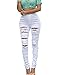 Sexyshine Women's High Waisted Skinny Destroyed Ripped Hole Denim Pants Long Stretch Pencil Jeans
