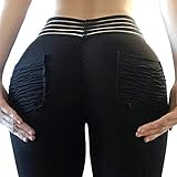 MOSHENGQI Women's High Waist Yoga Pants Tummy Control Workout Ruched Butt Lifting Leggings
