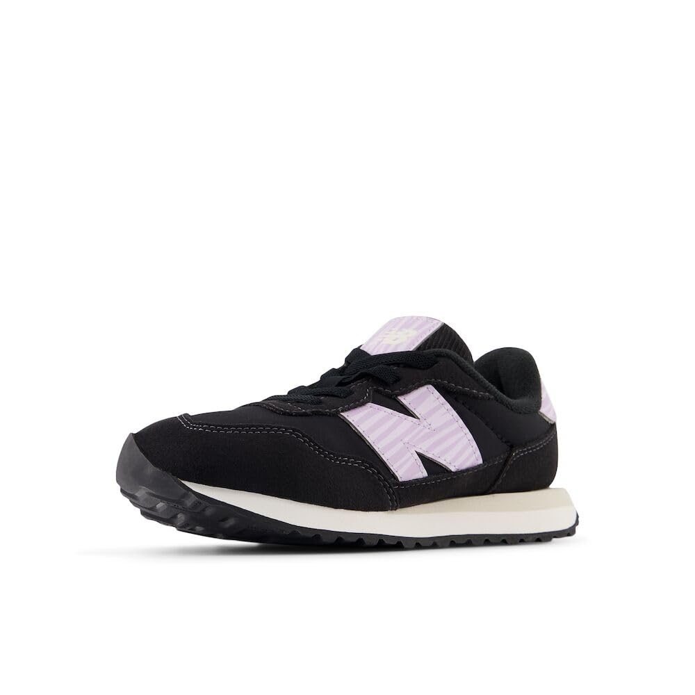 New Balance Kids 237 Bungee Sneaker, BLACK/LILAC GLO, 10.5 W Little Kid (4-8 Years) Image
