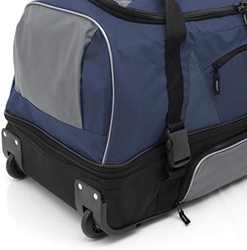 Travelers Club Adventure Upright Rolling Duffel Bag, Navy Blue/Grey, 30 Inch 86.2L 4 Travelers Club Adventure Upright Rolling Duffel Bag, Navy Blue/Grey, 30 Inch 86.2L