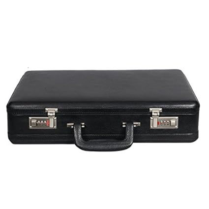 OBANI Genuine Leather Expandable Briefcase Black