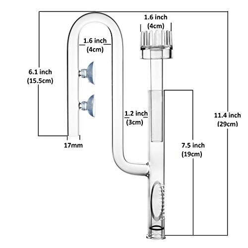 JARDLI Glass Lily Pipe Inflow with Surface Skimmer for Aquarium Planted Tank (17mm for 16/22mm (5/8'' i.d.) tubing)