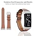 Mornex Leather Band Compatible with Charge 3 and Charge 4, Metal Silver Connectors and Brown Leather