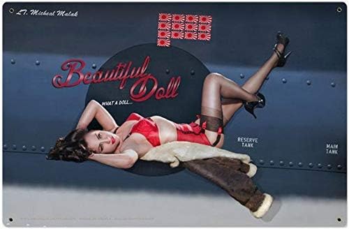 Lagoog Beautiful Doll Nose Art Pin-Up Metal Sign 8X12 Inches Car Wall Signs