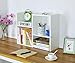 PAG Desktop Shelf Freestanding Wooden Small Bookshelf Desk Supplies Organizers and Accessories Storage Display Rack Office Dorm Decor for Women, White