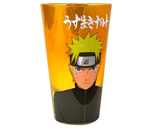 SHONEN JUMP Naruto Shippuden OFFICIAL Naruto Uzumaki METALLIC Pint Glass 16oz