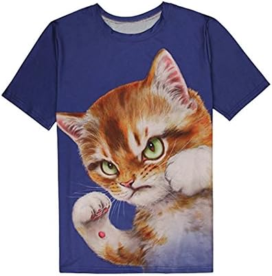 Fordbox Women's Summer Short Sleeve Cat 3D Printed T Shirt Tops Pattern#14Medium