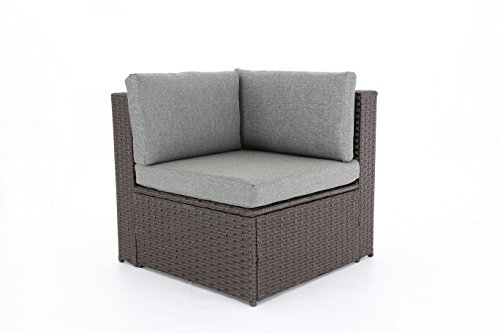 Baner Garden (K35-CH) 4 Pieces Outdoor Furniture Complete Patio Cushion Wicker Rattan Garden Corner Sofa Couch Set, Chocolate - Thumbnail 6