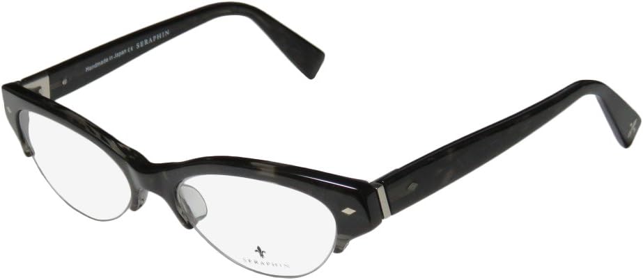 Seraphin Illion Mens/Womens Rx Ready Demo Lens Designer Half-rim Eyeglasses/Eye Glasses (51-17-140, Gray Transparent Pattern)