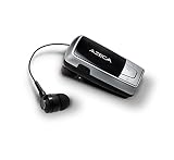 Azeca AZM04 Clip On Bluetooth Headset with Retractable Earbud - Metallic Silver