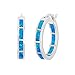 Beaux Bijoux Sterling Silver 925 Created Blue Opal Best Friend Wedding Engagement Inside-Outside Hoop Studs Earrings for Women
