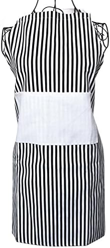 Unisex Adjustable Classic Stripe Sleeveless Canvas Bib Apron with Pockets Kitchen and Cooking Apron for Women