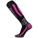 Pure Athlete Ski Socks Warm Merino Wool - Best Lightweight Thin Ski Snowboard Sock Women Men (1 Pair - Black/Neon Pink, Small-Medium)