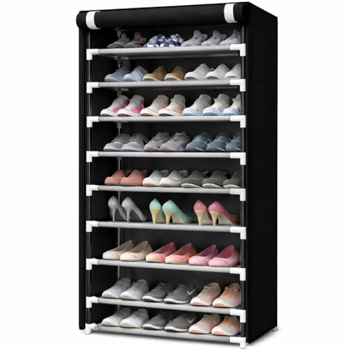 Sapateira Desmontável Preta 9 Prateleiras Organizador de Sapatos