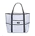 Dejaroo - Sand Free Mesh Bag - Strong Lightweight Tote For Beach & Vacation Essentials. Tons of Storage with 8 Pockets, Foldable, 17x9x15 inches, White with Grey Straps