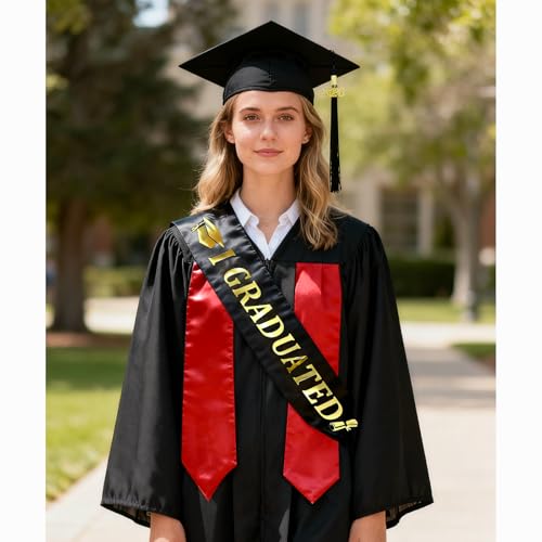 Bachelor Hat Set Graduation Hat with Sash, Adjustable Graduation Hat, Black Graduation Hat Tassel Date Pendant 2026, Graduation Decoration Student Hat for University, Graduation Gift for Graduation Party