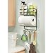 mDesign Metal Wall Mount Paper Towel Holder with Storage Shelf and Hooks for Kitchen, Pantry, Laundry, Garage Organization - Holds Spices, Seasonings, Pot Holders, Cookware - Bronze