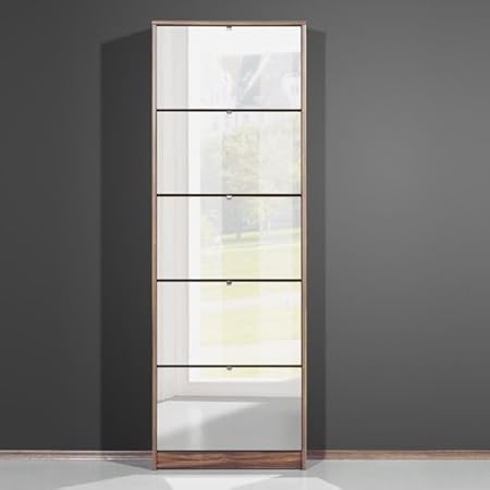Tall Mirrored Walnut Shoe Cabinet With Five Drawers 3614 88 3614