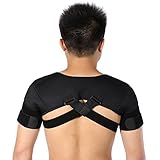 Double Shoulder Support Belt, Neoprene Adjustable Brace Correction Band for Protector Shoulder Injury Prevention and Help Recovery (S)