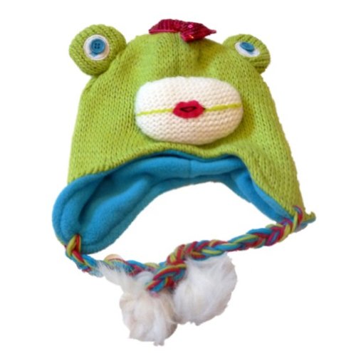 Total Girl Trapper Girls Green Frog Trapper Hat Peruvian Critter Beanie