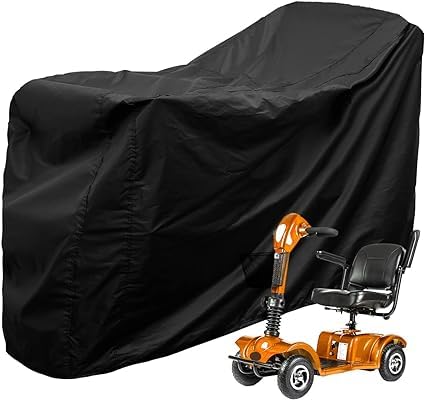Mobility Scooter Cover Waterproof Heavy Duty 190d Oxford Anti-UV Wheelchair Storage Cover with Storage Bag Anti Dust Motorbike Protect Cover for Most Mobility Scooter Easy to Clean (140X66X91cm)