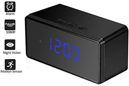 YMXLJJ Desktop Clock Camera Full HD 1080P Camera Infrared Night Vision Motion Sensor Mini Cam Camera Can be Charged Suitable for Home Security (Black)