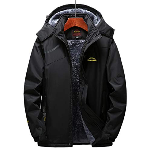 Men's Winter Windbreaker Jacket Fleece Lined Winter Thicken Hiking Running Parka Jacket with Hoodie by Lowprofile